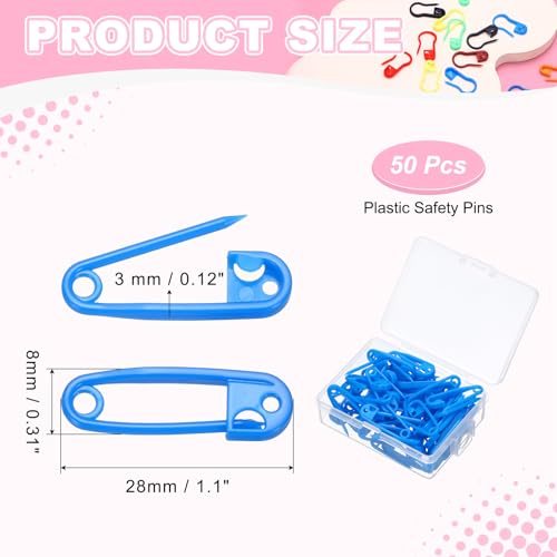 Plastic Safety Pins 1.1" Knitting Markers Crochet Clip Blue, Sewing Pin view 2