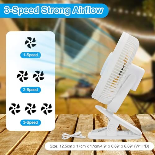 Portable Desk Fan, Camping Fan 6 Inch view 2