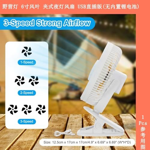 Portable Desk Fan, Camping Fan 6 Inch view 2