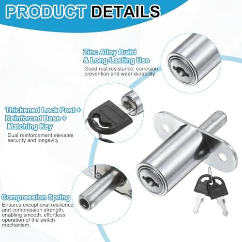 Push Plunger Lock 32mm(1-1/4 Inch) Cylinder Length Zinc Alloy view 3