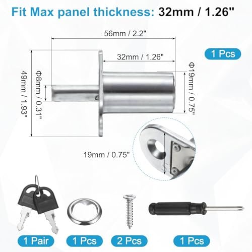 Push Plunger Lock 32mm(1-1/4 Inch) Cylinder Length Zinc Alloy view 2