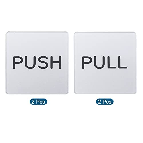 Push Pull Door Sign, 4 Pack Self-Adhesive Square Acrylic Gate Sticker view 3