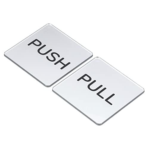 Push Pull Door Sign, 4 Pack Self-Adhesive Square Acrylic Gate Sticker — PATIKIL