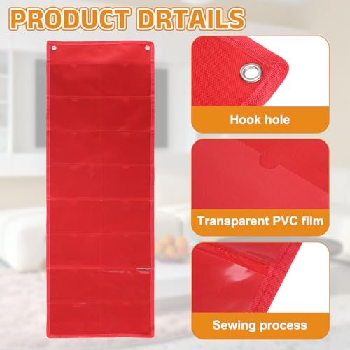 PVC Clear Organizer Hanging Wall Pocket Chart Office Classroom Library view 3