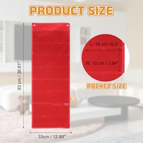 PVC Clear Organizer Hanging Wall Pocket Chart Office Classroom Library view 2
