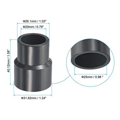 PVC Reducer Pipe Fitting 1x0.8 Inch Socket, 5 Pack Straight Coupling view 2