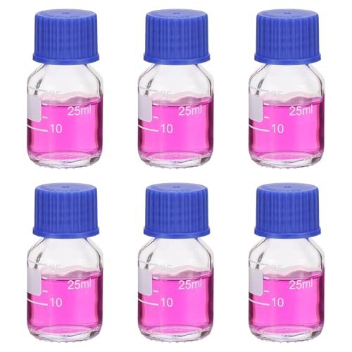 Reagent Media Storage Bottles, 25ml Borosilicate Glass Graduated Round — PATIKIL