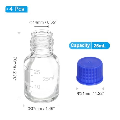 Reagent Media Storage Bottles, 25ml Borosilicate Glass Graduated Round view 2