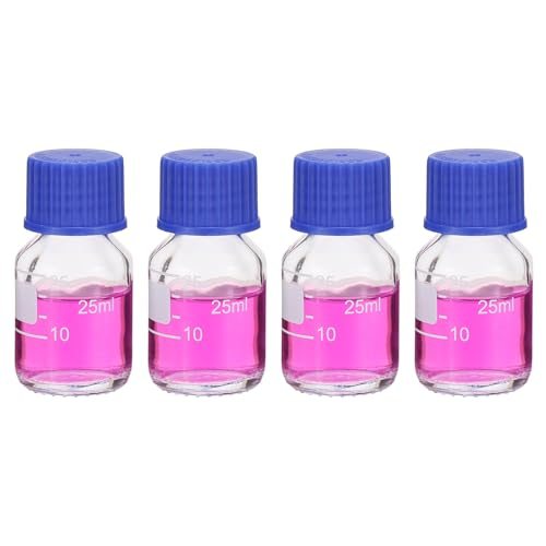 Reagent Media Storage Bottles, 25ml Borosilicate Glass Graduated Round — PATIKIL