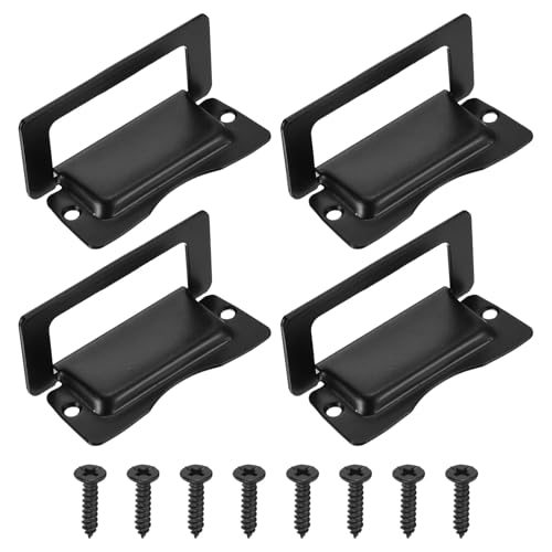 Recessed Pull Door Handle 4Pack Invisible Flush Pull Handle Black — PATIKIL