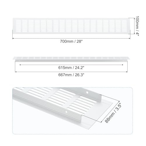 Rectangle Air Vent Cover Aluminum 28x4" Silver view 2