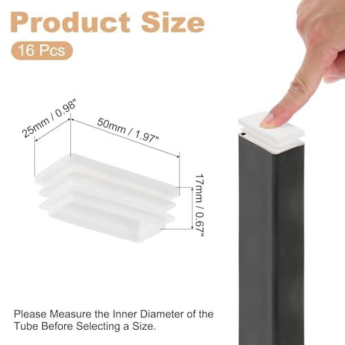 Rectangle Plastic Plug, 16 Pcs 2 x 1/50 x 25mm Tubing Insert End Caps view 2