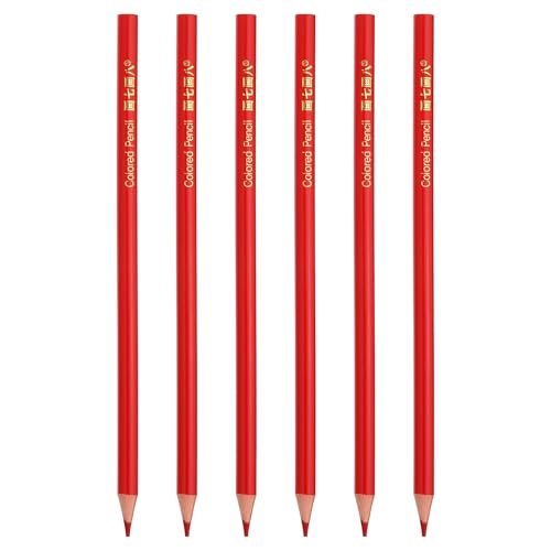 Red Colored Pencils Set, 6 Pcs Oil Color Pencils — PATIKIL