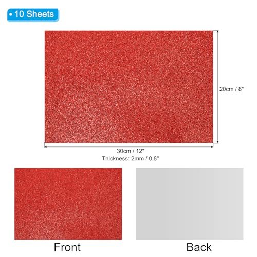 Red EVA Sticky Glitter Foam Sheet 11 x 8 Inch 10 Pcs view 2