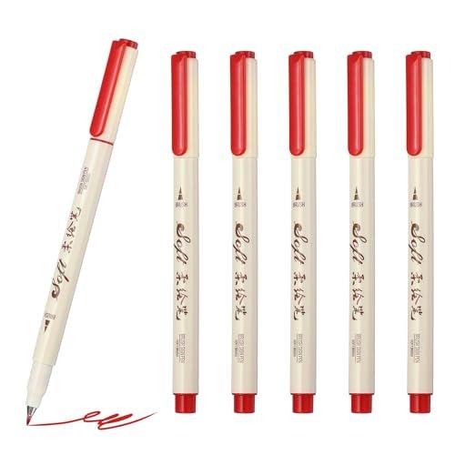 Red Felt Brush Tip Fineliner Colored Pens Marker — PATIKIL
