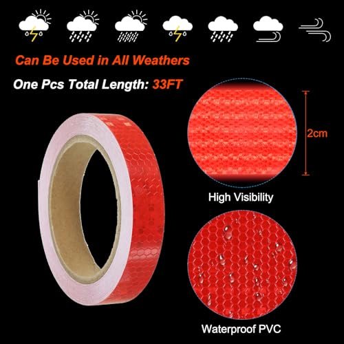 Reflective Tape, 0.8 Inch x 33 Ft Waterproof High Visibility Warning view 3
