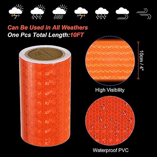 Reflective Tape Safety Sticker 4" x 10FT Orange view 3