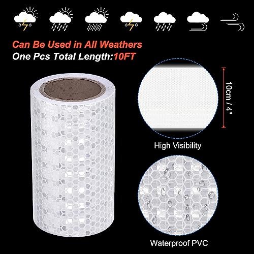 Reflective Tape Safety Sticker 4" x 10FT White view 3