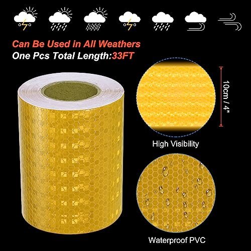 Reflective Tape Safety Sticker 4" x 33FT Yellow view 3