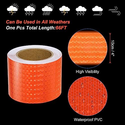 Reflective Tape Safety Sticker 4" x 66FT Orange view 3