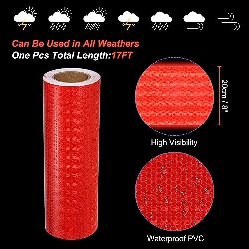 Reflective Tape Safety Sticker 8" x 17FT Red view 3