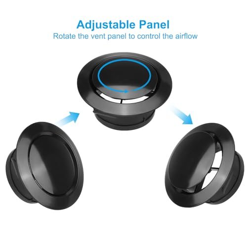 Round Air Vent ABS Adjustable Soffit Exhaust Vent Cover 6" Black view 3