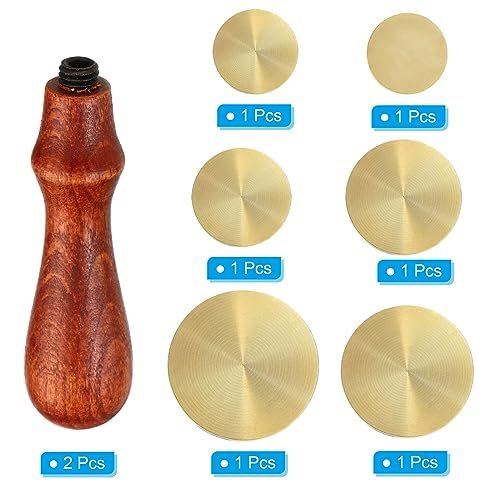 Round Blank Wax Seal Stamp, 6Pcs Removable Brass Head, without Carving view 3