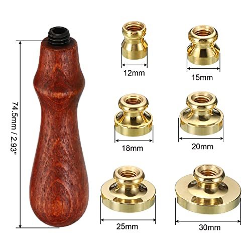 Round Blank Wax Seal Stamp, 6Pcs Removable Brass Head, without Carving view 2