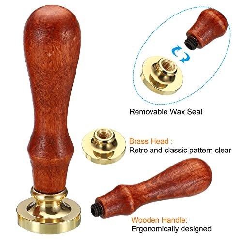Round Blank Wax Seal Stamp, 6Pcs Removable Brass Head, without Carving view 4
