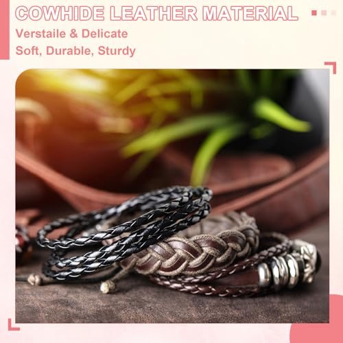 Round Braided Leather Cord, 4mm Round Braided Leather Cord Rope Folded view 4