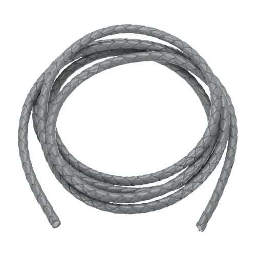 Round Braided Leather Cord, 4mm Round Braided Leather Cord Rope Folded — PATIKIL