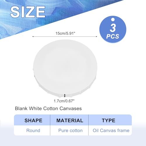 Round Canvas Board, White 3Pcs view 2