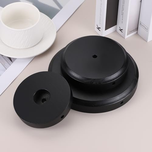 Round Solid Wooden Base Black, Wood Desk Lamp Display Stand Replacement view 3