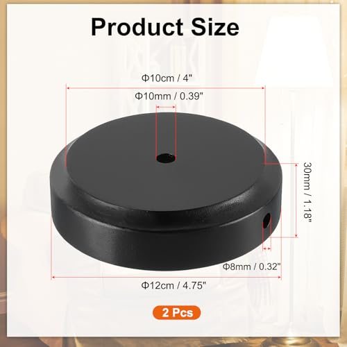 Round Solid Wooden Base Black, Wood Desk Lamp Display Stand Replacement view 2