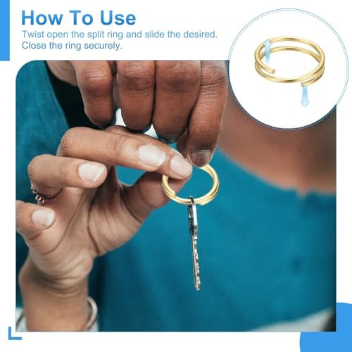 Round Split Ring Small Split Rings w/ Double Loops 7mm Gold 100Pcs, Metal view 5