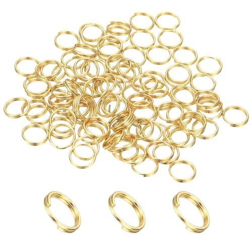 Round Split Ring Small Split Rings w/ Double Loops 7mm Gold 100Pcs, Metal — PATIKIL