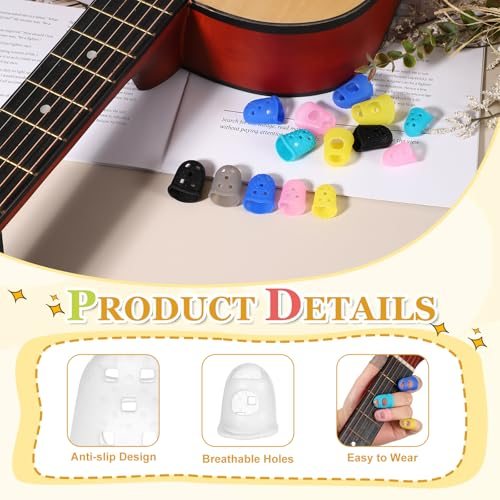 Rubber Finger Tips, 5 Sizes 40 Pcs Guitar Fingertip Protector Silicone view 3