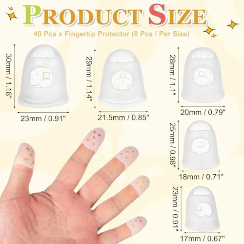 Rubber Finger Tips, 5 Sizes 40 Pcs Guitar Fingertip Protector Silicone view 2