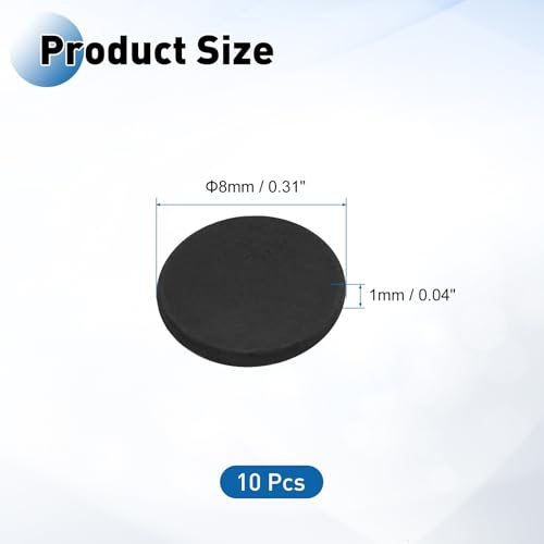 Rubber Solid Discs Washers 8mm OD x 1mm Thick 10 PCS view 2