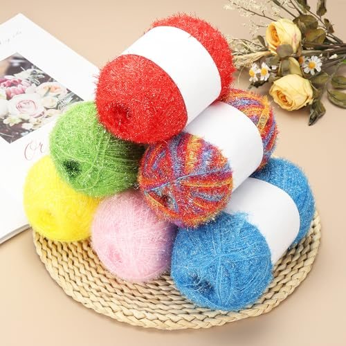 Scrubbie Yarn, Sparkle Yarn, Polyester Scrubbie Sparkle Glass view 4