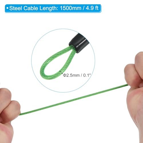 Security Steel Cable 4.9Ft w/ 3 Digit Combination Lock Clear Green view 3