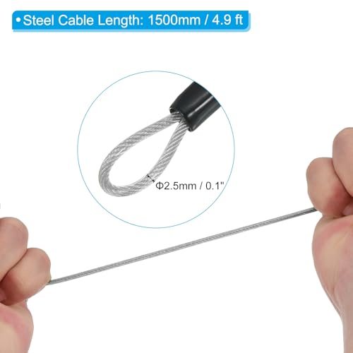 Security Steel Cable 4.9Ft w/ 3 Digit Combination Lock Clear, Travel view 3