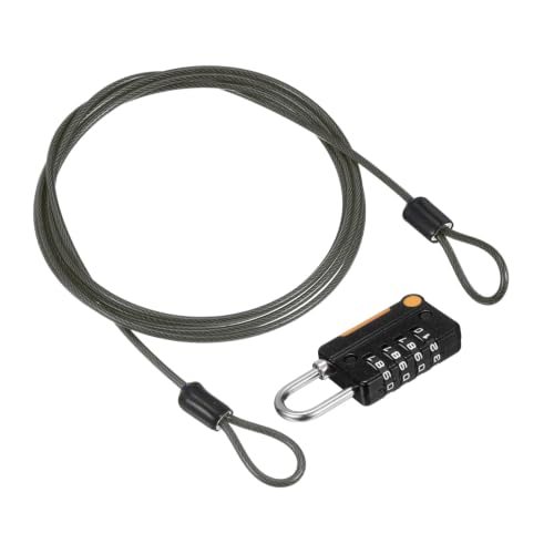 Security Steel Cable w/ 4 Digit Combination Lock 4.9Ft Coated Wire — PATIKIL
