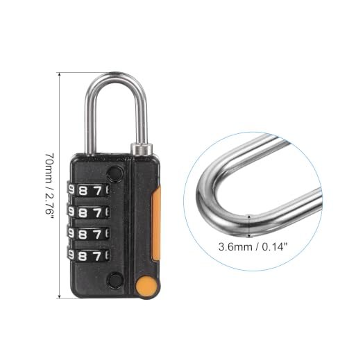 Security Steel Cable w/ 4 Digit Combination Lock 6.6Ft Coated Wire view 2