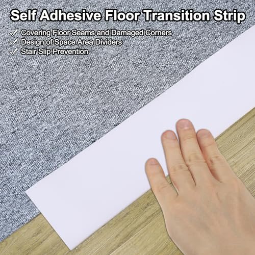 Self Adhesive Floor Transition Strip 10 ft x 1.6" White view 4