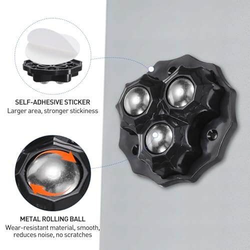 Self Adhesive Paste Caster Wheels 2.2in 360 Degree Swivel, Black view 3