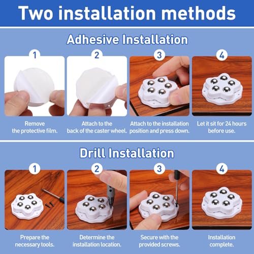 Self Adhesive Paste Caster Wheels 2.2in 360 Degree Swivel, Black view 5