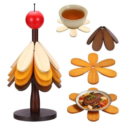 Set of 5 Wooden Trivets Tree Trivet Hot Pot Holders — PATIKIL