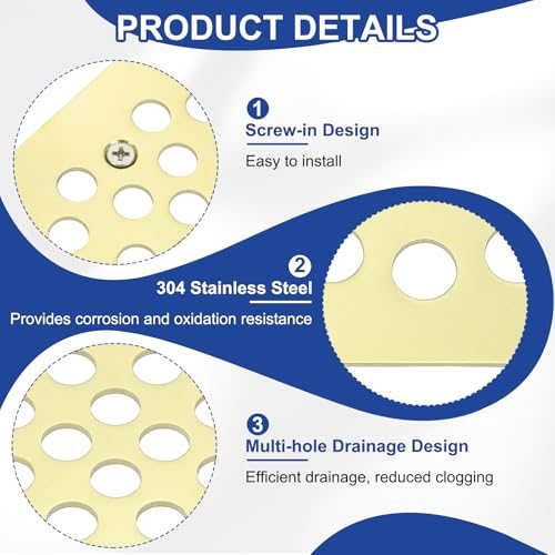 Shower Strainer Drain Trim Set 4-1/4", 1 Pcs 304 Stainless Steel Square view 3