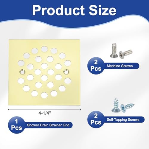 Shower Strainer Drain Trim Set 4-1/4", 1 Pcs 304 Stainless Steel Square view 2